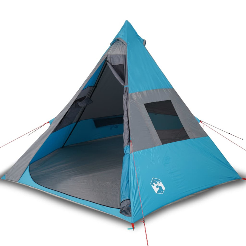 Tente de camping tipi 7 personnes bleu imperméable