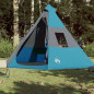 Tente de camping tipi 7 personnes bleu imperméable