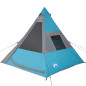 Tente de camping tipi 7 personnes bleu imperméable