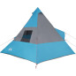 Tente de camping tipi 7 personnes bleu imperméable