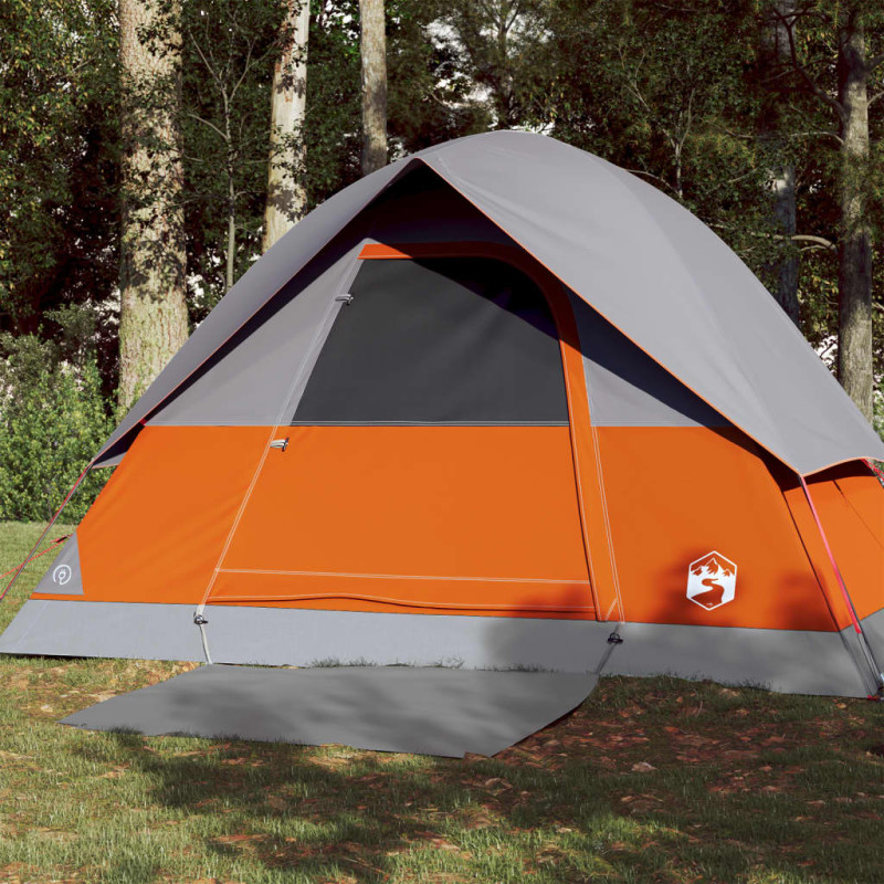 Tente de camping à dôme 3 personnes orange imperméable