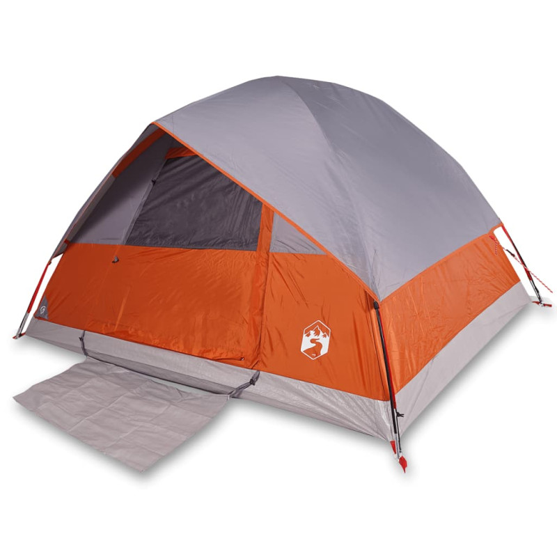 Tente de camping à dôme 3 personnes orange imperméable