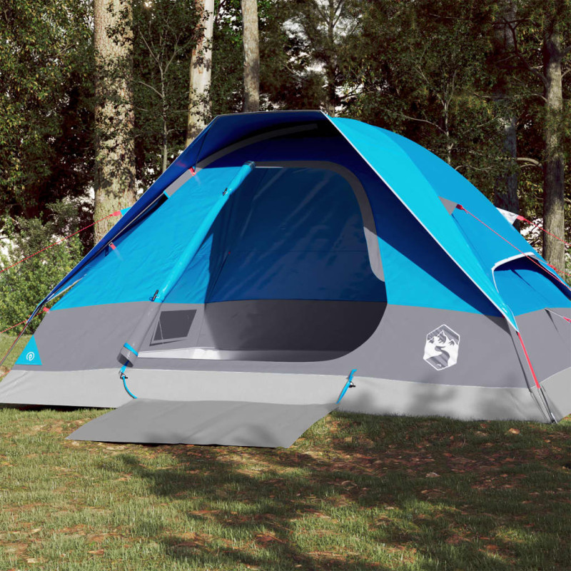 Tente de camping à dôme 4 personnes bleu imperméable