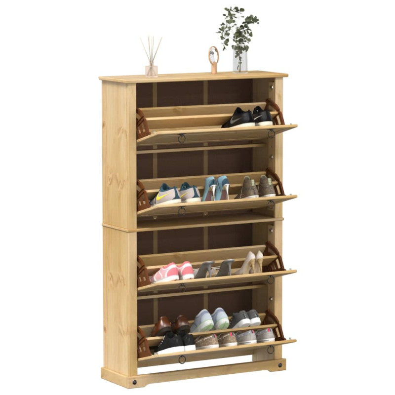 Armoire à chaussures Corona 99x32x163,5 cm bois de pin massif