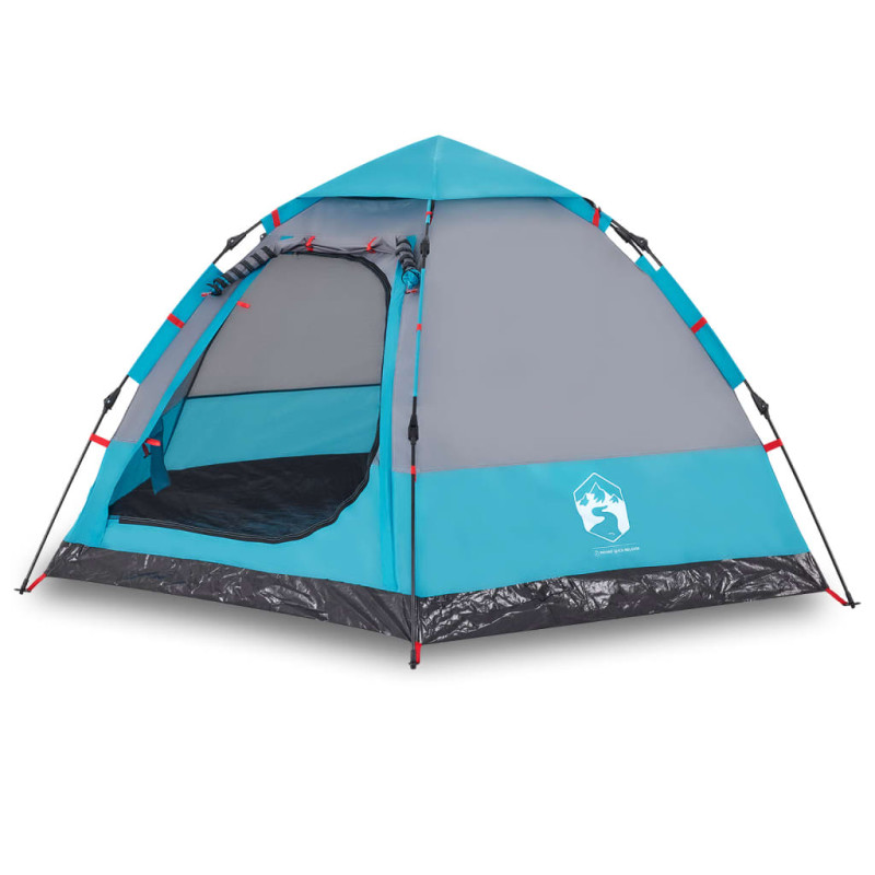 Tente de camping cabine 4 personnes bleu libération rapide