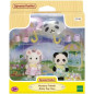 Figurines Articulées - SYLVANIAN FAMILIES - Duo Bébés en Habits de Pluie - Panda et Souris Marshmallow