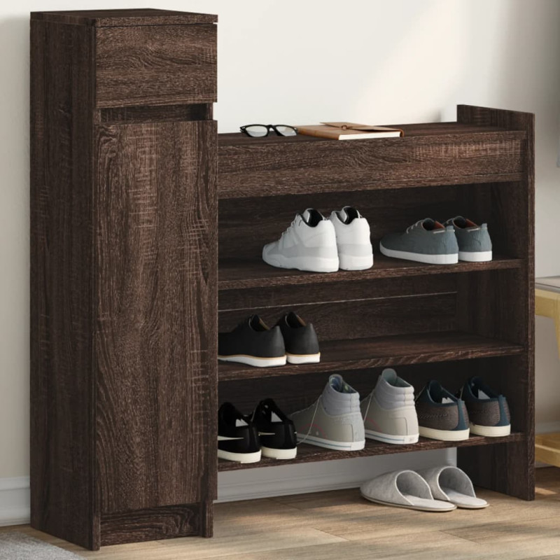 Armoire à chaussures chêne marron bois d’ingénierie