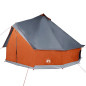 Tente familiale tipi 12 personnes gris et orange imperméable