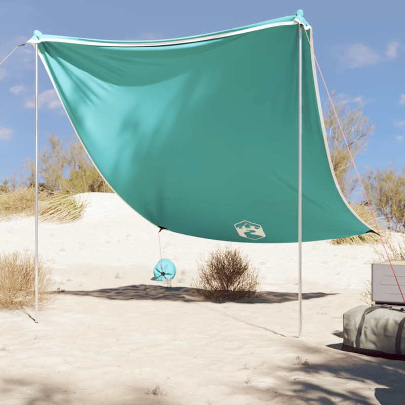 Auvent de plage avec ancres de sable vert 214x236 cm