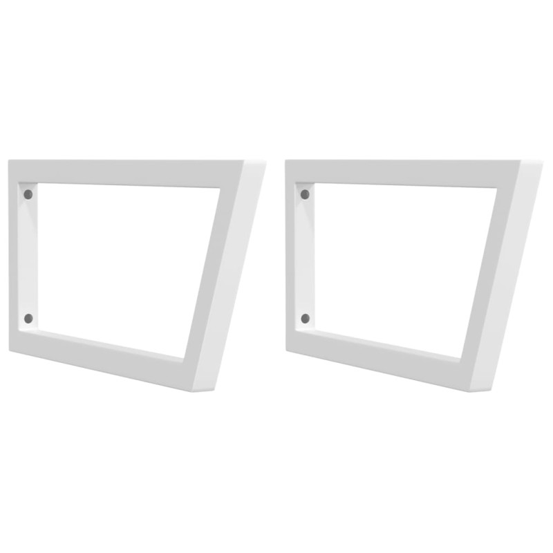 Supports d étagères pour lavabo 2 pcs blanc trapèze acier