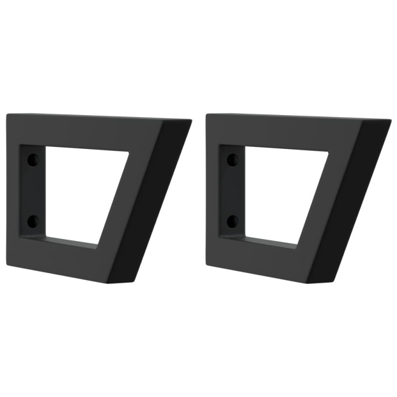 Supports d étagères pour lavabo 2 pcs noir trapèze acier