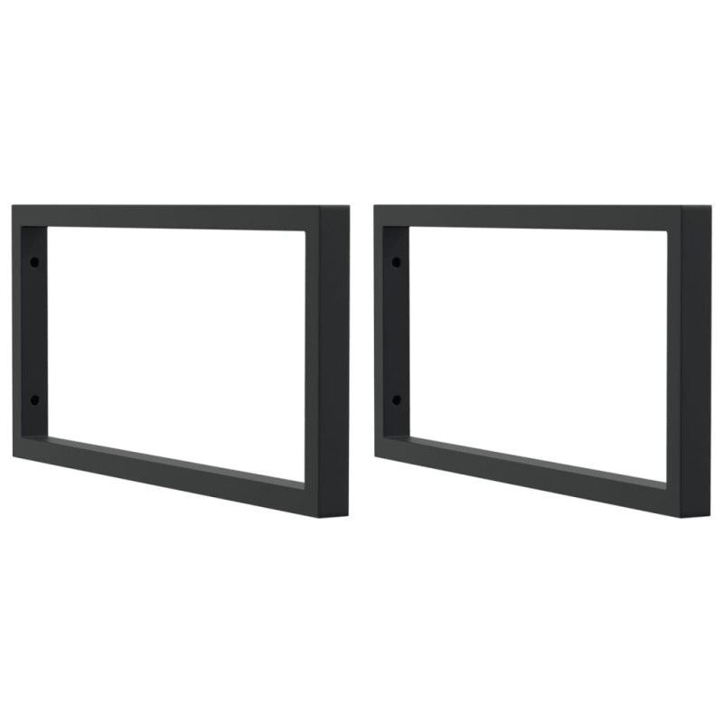 Supports d étagères pour lavabo 2 pcs noir rectangulaire acier