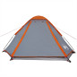 Tente de camping à dôme 4 personnes gris et orange imperméable