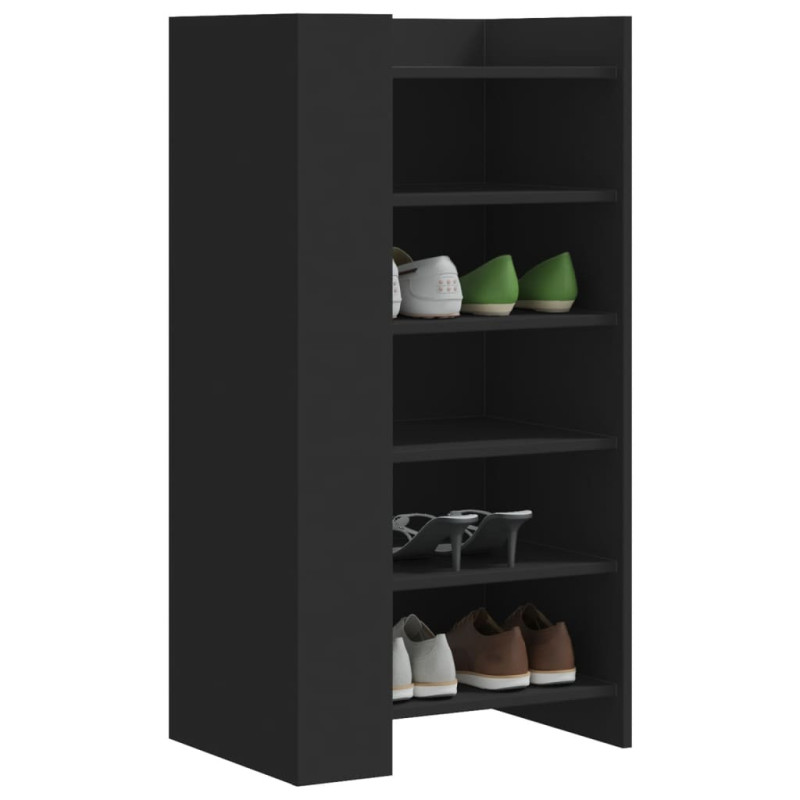 Armoire à chaussures noir 52x37,5x100 cm bois d ingénierie