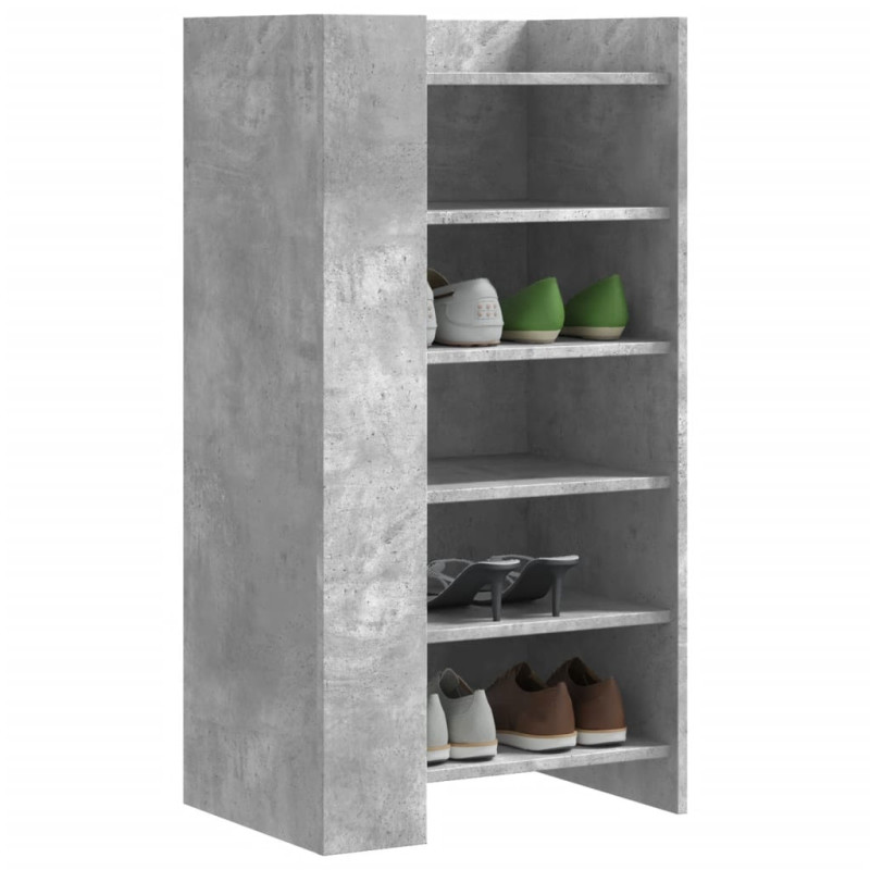 Armoire à chaussures gris béton 52x37,5x100cm bois d ingénierie