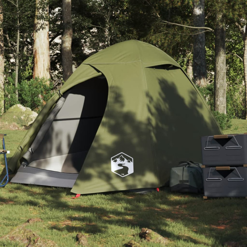 Tente de camping à dôme 2 personnes vert olive imperméable