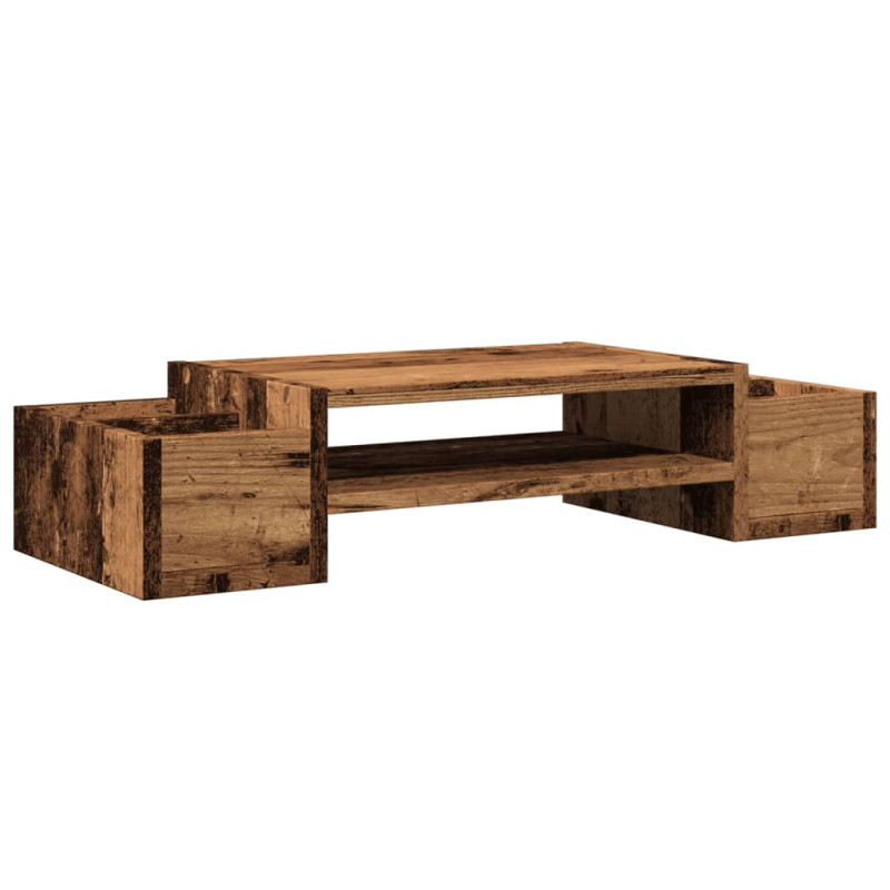 Support de moniteur avec rangement vieux bois bois d ingénierie