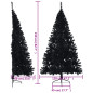 Demi sapin de Noël artificiel avec support Noir 210 cm PVC