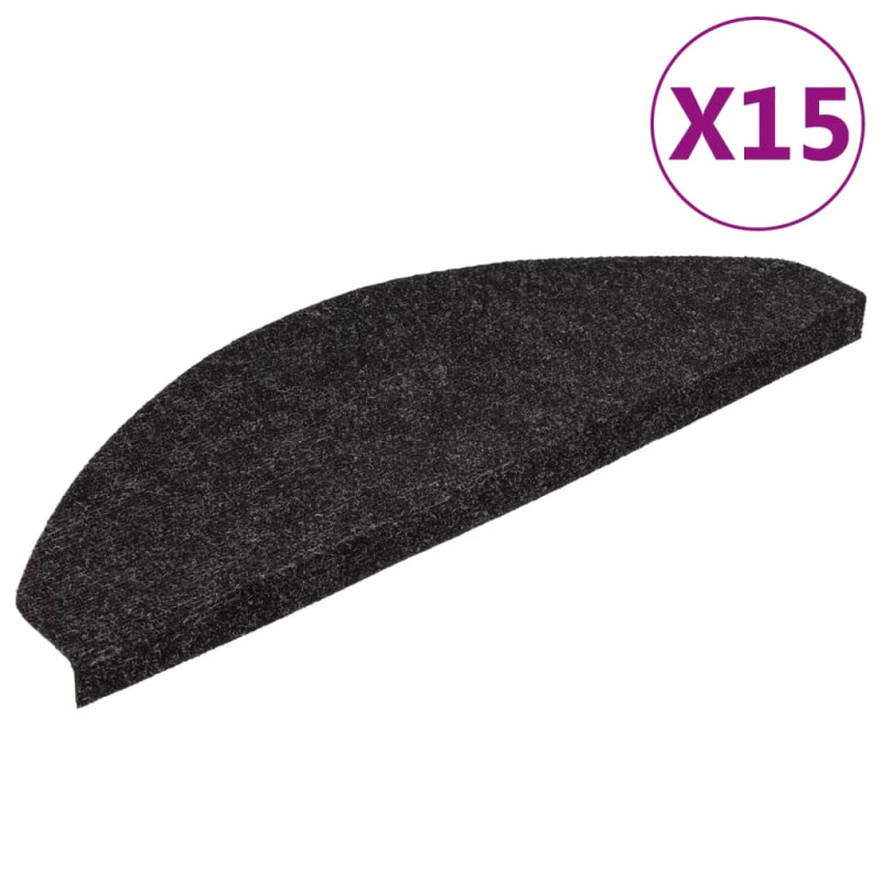 Tapis d escalier autocollants 15 pcs 65x22,5x3,5 cm Anthracite