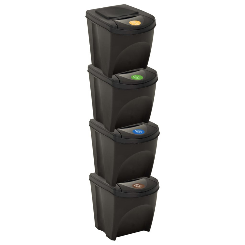 Poubelles empilables 4 pcs Anthracite 100 L 