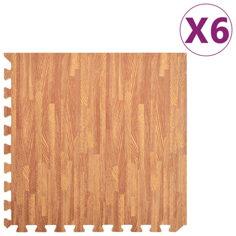 Tapis de sol 6 pcs Grain de bois 2,16㎡ Mousse EVA