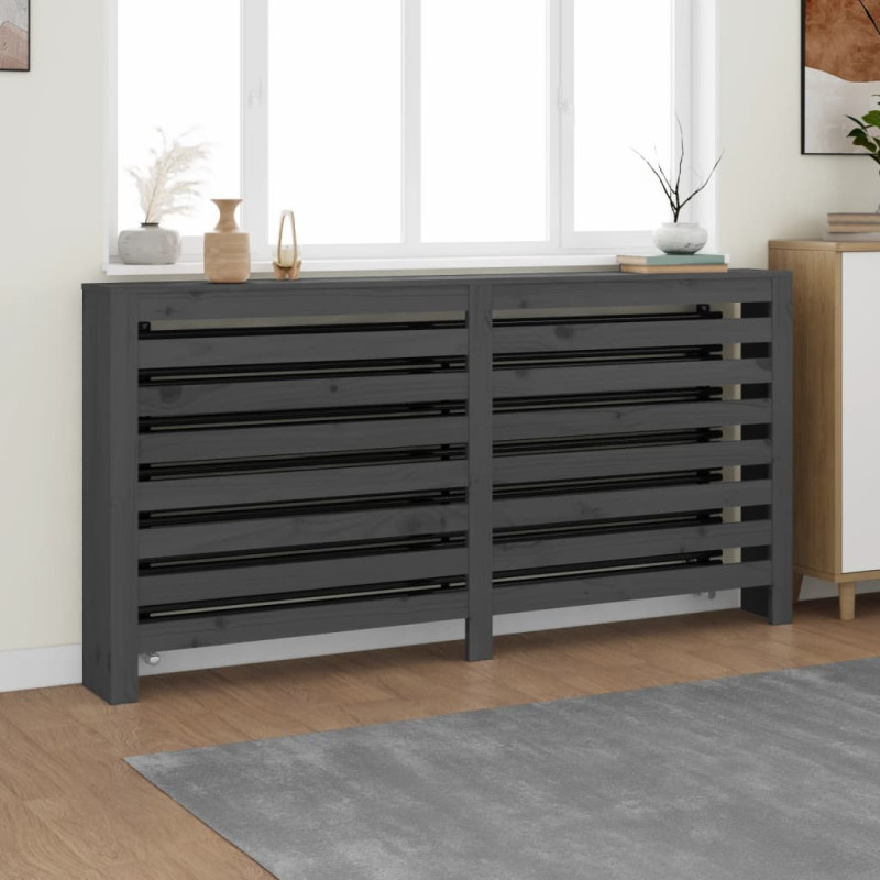 Cache radiateur Gris 169x19x84 cm Bois massif de pin