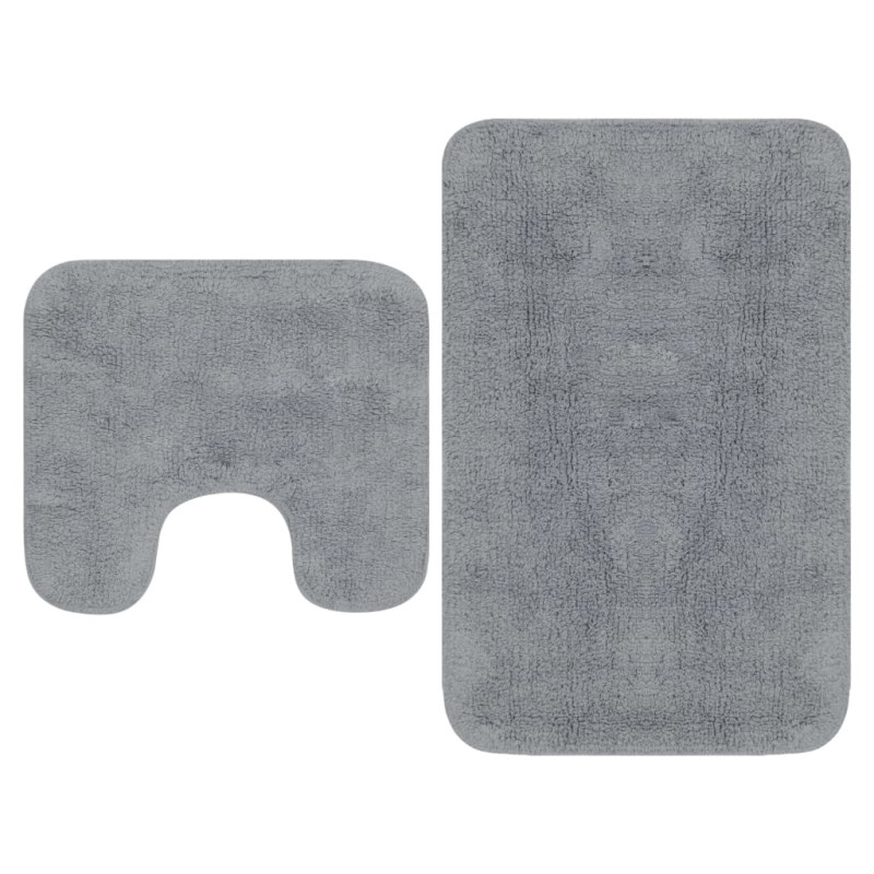 Tapis de salle de bain 2 pcs Tissu Gris