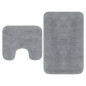 Tapis de salle de bain 2 pcs Tissu Gris