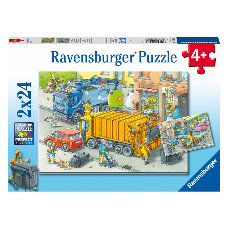 Ravensburger - Jigsaw puzzle Garbage truck and Tow truck, 2x24 pcs. 050963