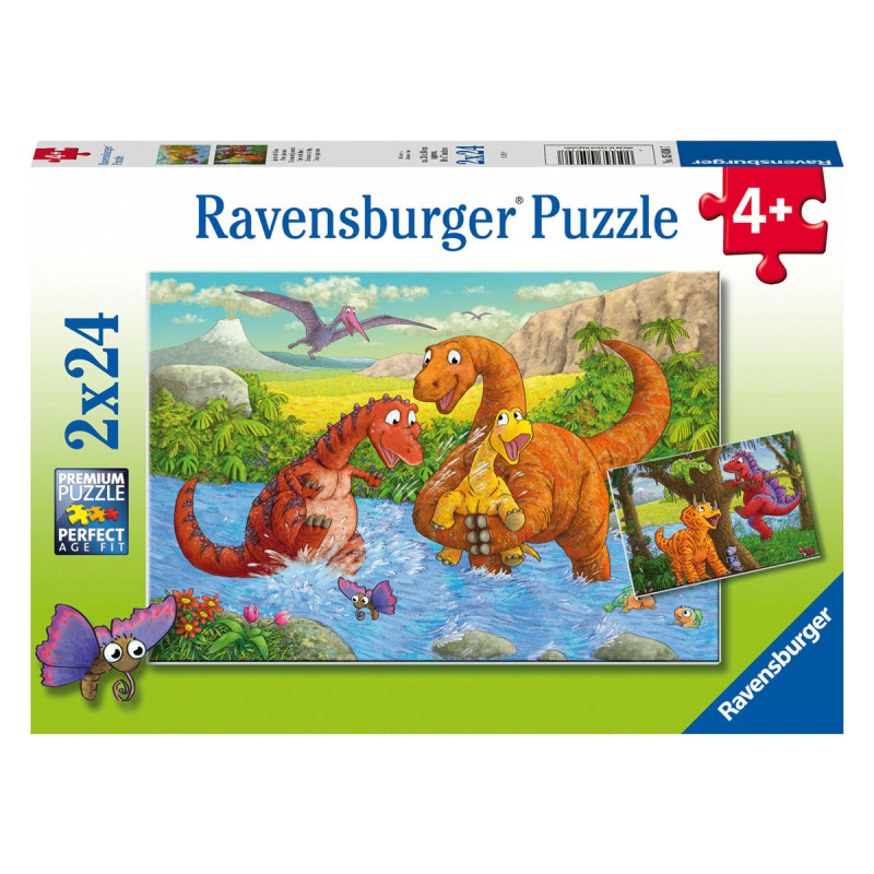 Ravensburger - Jigsaw puzzle Playing Dinos, 2x24 pcs. 050307