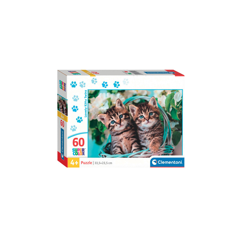 Clementoni Jigsaw Puzzle Super Color Lovely Kitty Twins, 60 pcs. 26599