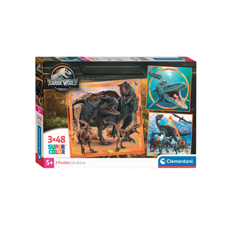 Clementoni Jigsaw Puzzle Super Color Square Jurassic World, 3x 25314