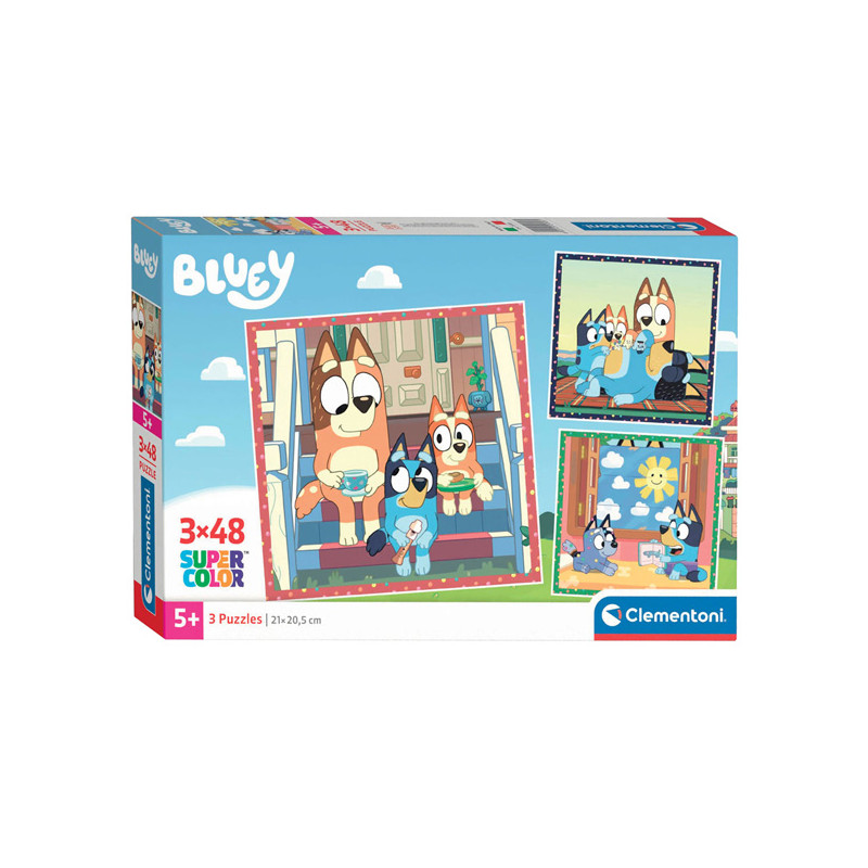 Clementoni Jigsaw Puzzle Super Color Square Bluey, 3x48pcs. 25308