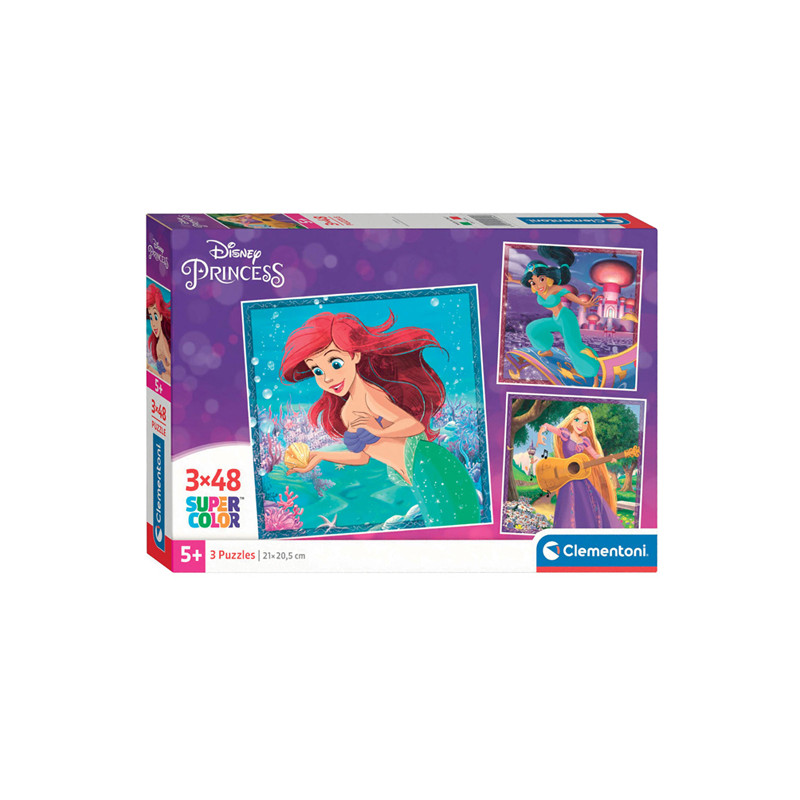 Clementoni Jigsaw Puzzle Super Color Square Disney Princess, 3x 25304