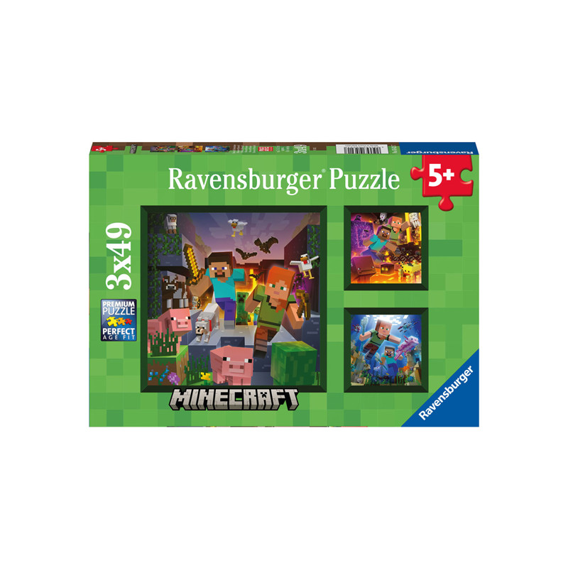 Ravensburger - Jigsaw puzzle Minecraft Biomes, 3x49pcs. 56217