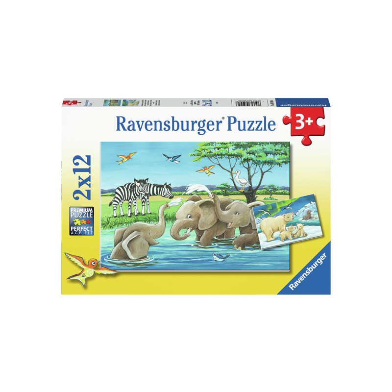 Ravensburger - Jigsaw Puzzle Young Animals From Around the World, 2x12 pcs. 50956