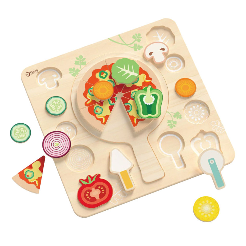 Classic World Wooden Shape Puzzle Pizza, 22 pcs. 40066