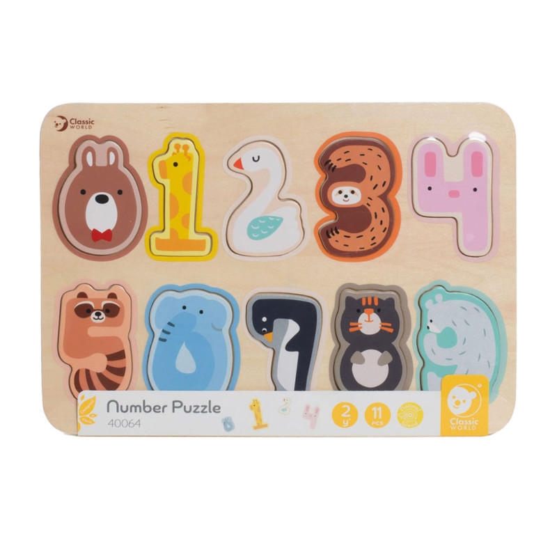 Classic World Wooden Number Puzzle, 10 pcs. 40064