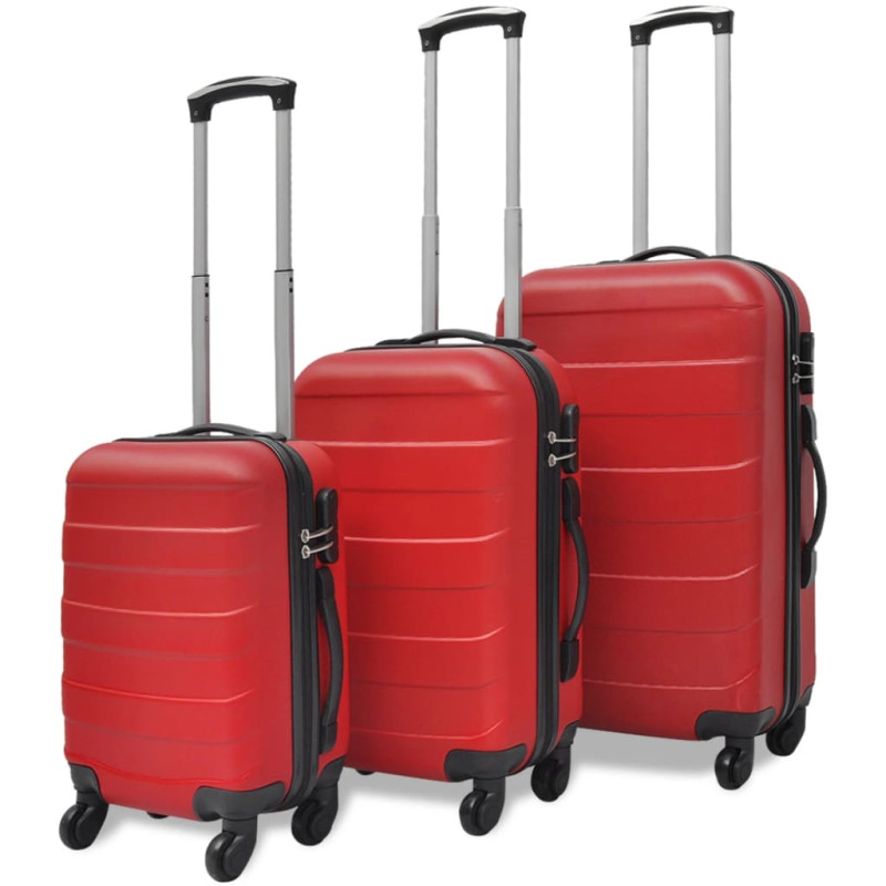 Valise rigide 3 pièces Rouge 45,5 55 66 cm