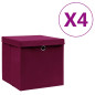 Boîtes de rangement avec couvercles 4pcs 28x28x28cm Rouge foncé