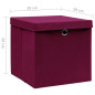 Boîtes de rangement avec couvercles 4pcs 28x28x28cm Rouge foncé