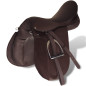 Set de selle équitation 17,5" en cuir véritable 18 cm 5 en 1 brun