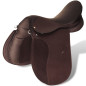 Set de selle équitation 17,5" en cuir véritable 18 cm 5 en 1 brun