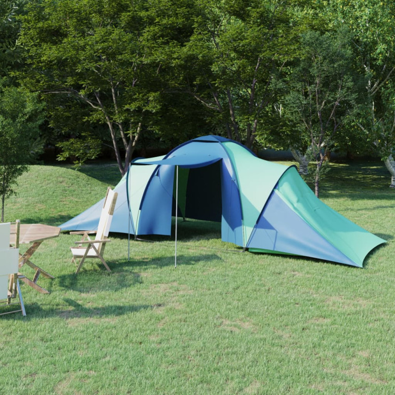 Tente de camping pour 6 personnes bleu et vert