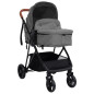 Poussette pour bébé 2 en 1 Gris clair et noir Acier