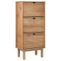 Armoire à chaussures OTTA avec 3 tiroirs Marron Bois massif pin