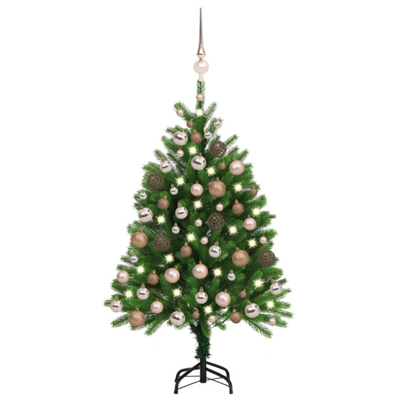 Arbre de Noël artificiel pré éclairé et boules 120 cm vert