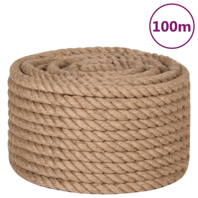 Corde de jute 100 m de long 16 mm d épaisseur