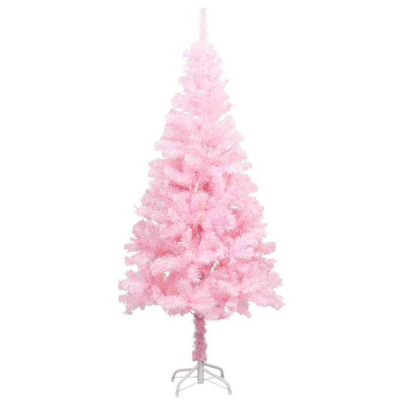 Arbre de Noël artificiel pré éclairé et boules rose 180 cm PVC