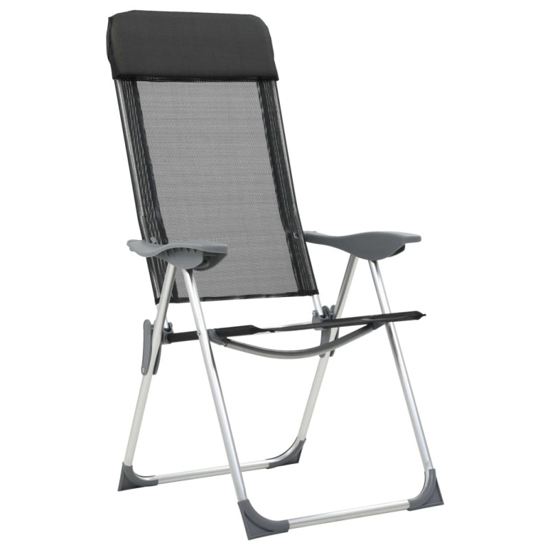 Chaise pliante de camping lot de 2 Noir Aluminium